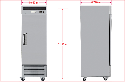 Dim RVS 114 S Refrigerador Profesional de Acero Inoxidable RVS-114-S.  De Una Puerta Sólida, 3 Parrillas Plastificadas y Capacidad de 14 Pies Cúbicos. Regresar a Refrigeradores de Acero Inoxidable