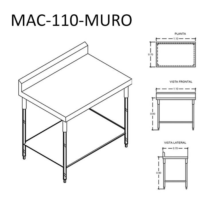 Mesa de Trabajo Acero Inoxidable MAC-MURO - Imagen 3