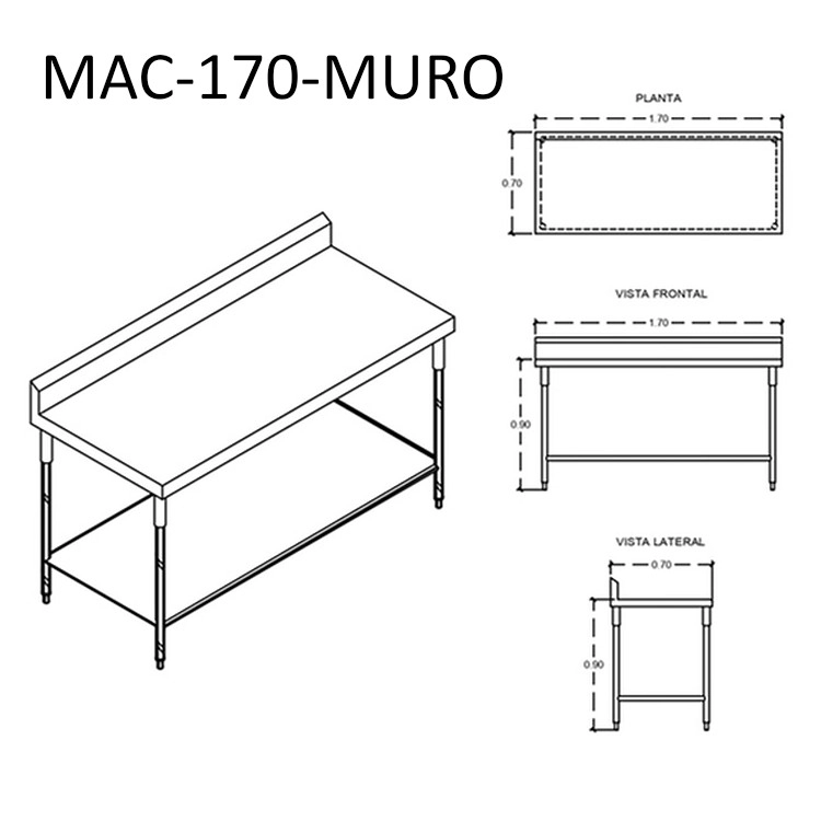 Mesa de Trabajo Acero Inoxidable MAC-MURO - Imagen 5