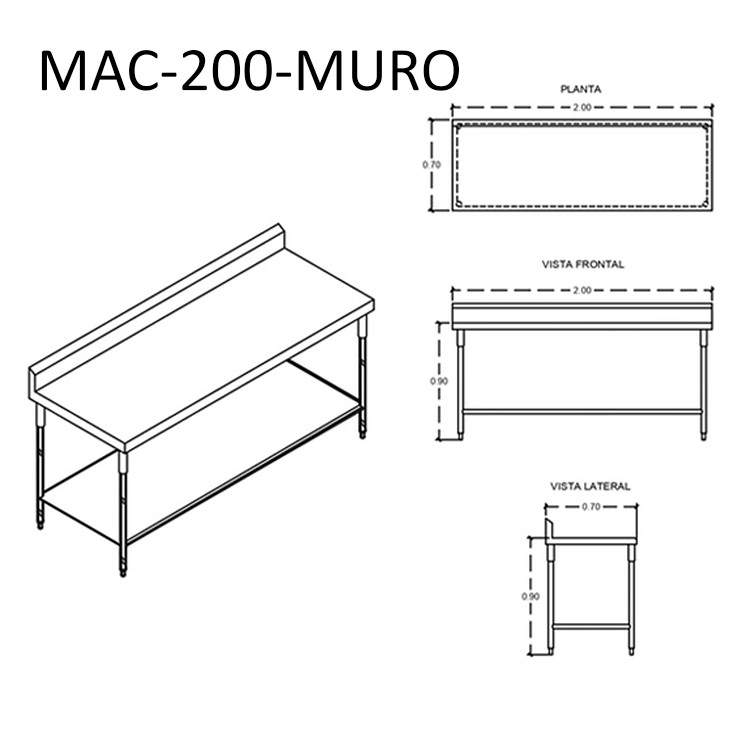 Mesa de Trabajo Acero Inoxidable MAC-MURO - Imagen 6