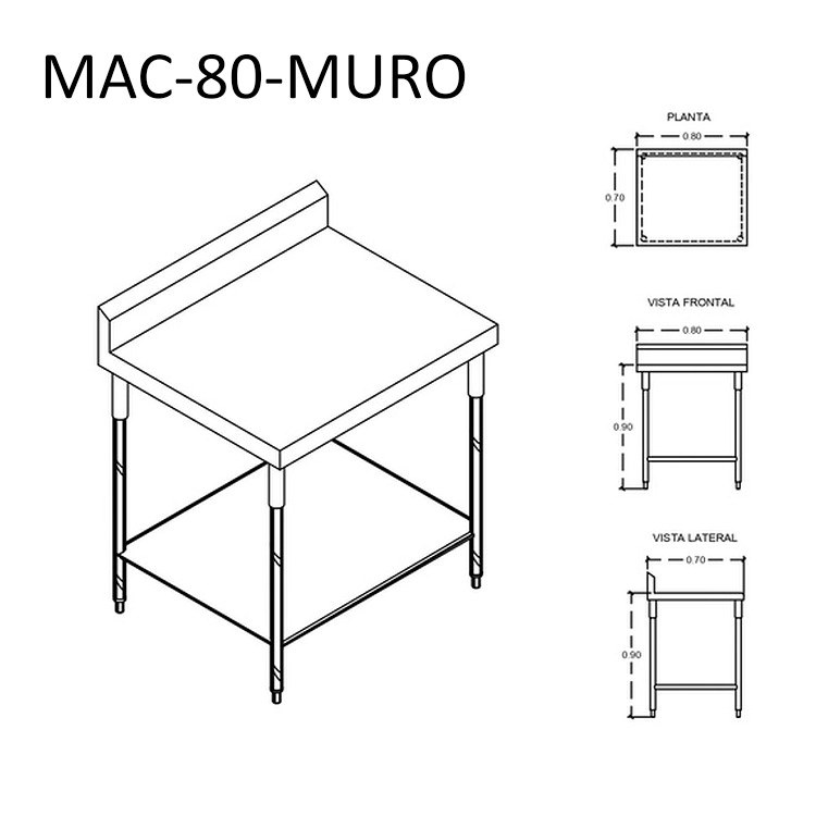 Mesa de Trabajo Acero Inoxidable MAC-MURO - Imagen 2