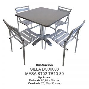 Silla de Aluminio DC-06008 mesa st02-tb10 para restaurante y terraza