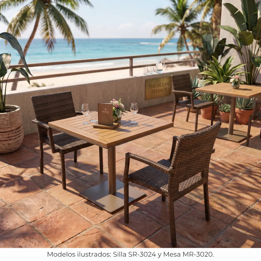 Silla sr3024 y mesa-mr3020 para exterior de restaurante