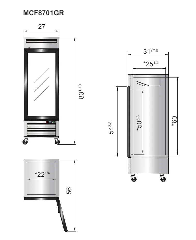 MCF8701GR diagrama El Congelador Profesional A-Inox de Puerta de Cristal MCF8701GR de Atosa le ofrece lo siguiente: Interior y exterior fabricado en acero inoxidable. Compresor de uso rudo marca Embraco con refrigerante ecológico (R290). Puertas con cerrado automático. Diseño de lujo y acabados profesionales. Puerta de cristal de doble panel. Empaque de puerta magnético. Controles digitales. para contar con temperaturas más precisas. 4 entrepaños pre-instalados. Luces interiores LED. Ruedas de alto impacto pre-instaladas. Sistema de ahorro de energía. Regresar a Congeladores de Acero Inoxidable