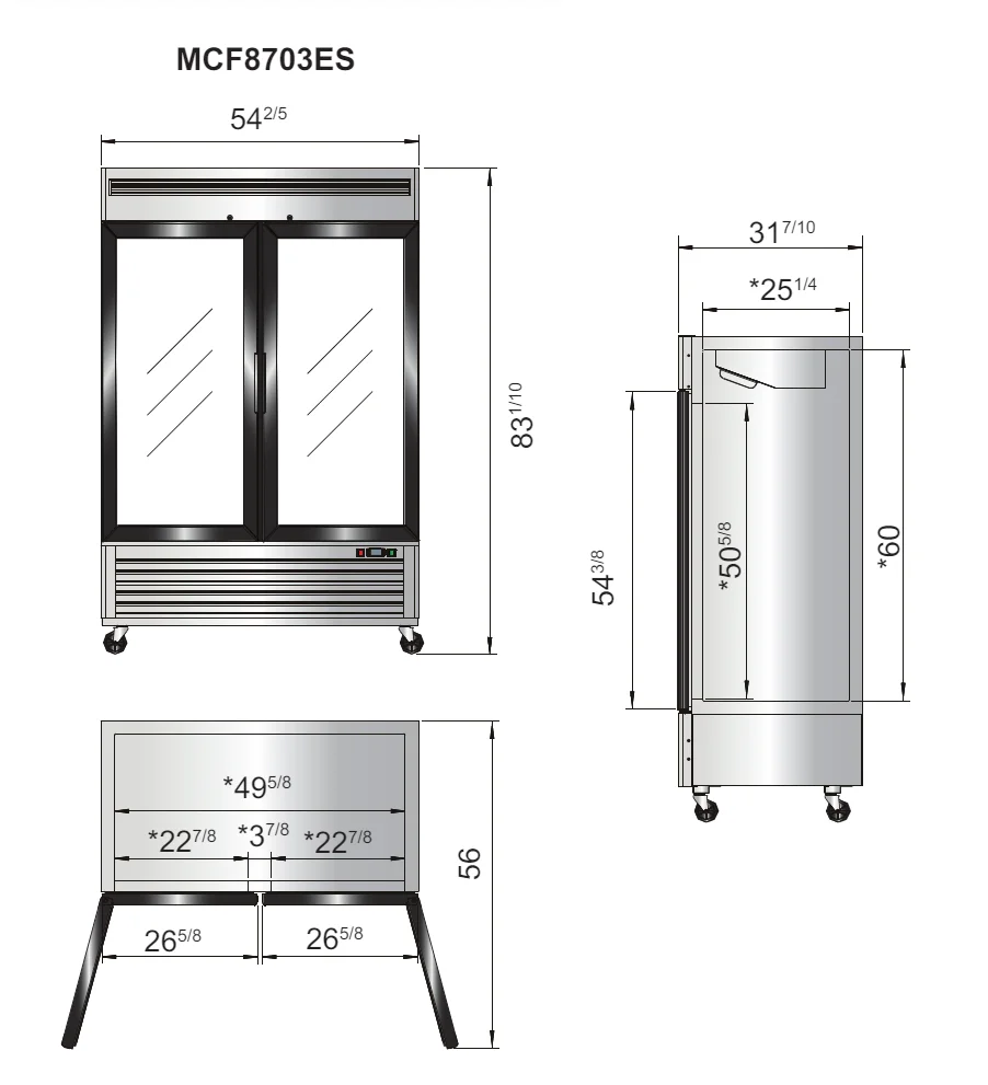 MCF8703ES diagrama El Congelador Profesional A-Inox de Puertas de Cristal MCF8703ES de Atosa le ofrece lo siguiente: Interior y exterior fabricado en acero inoxidable. Compresor de uso rudo marca Embraco con refrigerante ecológico (R290). Puertas con cerrado automático. Diseño de lujo y acabados profesionales. Puertas de cristal de doble panel. Empaque de puerta magnético. Controles digitales. para contar con temperaturas más precisas. 4 entrepaños pre-instalados por sección (2). Luces interiores LED. Ruedas de alto impacto pre-instaladas. Sistema de ahorro de energía. Regresar a Congeladores de Acero Inoxidable