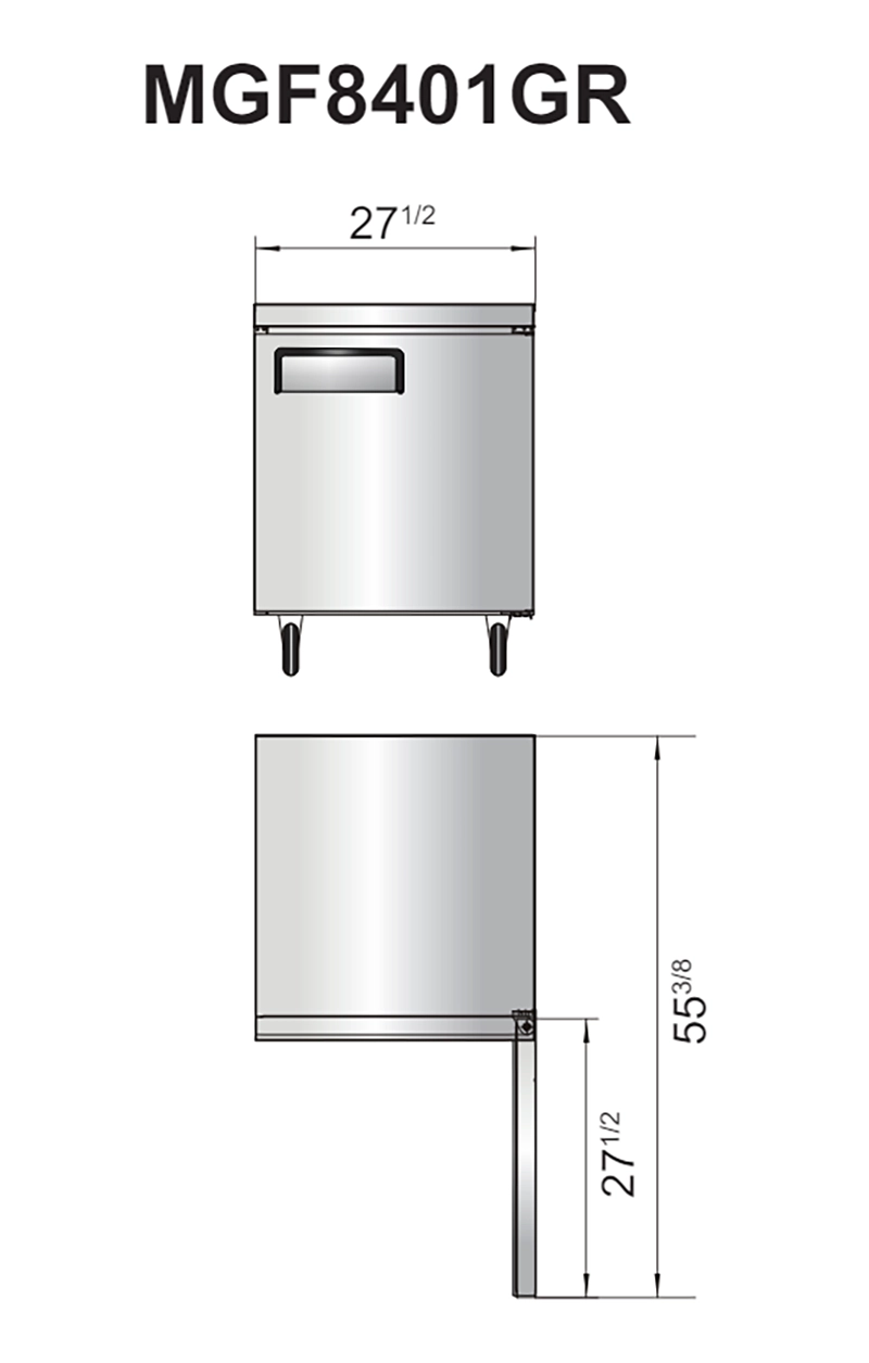 MGF8401GR diagrama Esta Mesa refrigerada de trabajo de MGF8401GR de Atosa, es una excelente solución cuando necesita aumentar el espacio de trabajo utilizable y la capacidad de almacenamiento refrigerado en su cocina! Este modelo viene con una superficie de trabajo duradera de acero inoxidable que lo hace ideal para el trabajo de preparación. Medidas: 0.70 x 0.95 x 0.76 m (frente x alto x fondo) Regresar a Mesa Refrigeradas de Trabajo