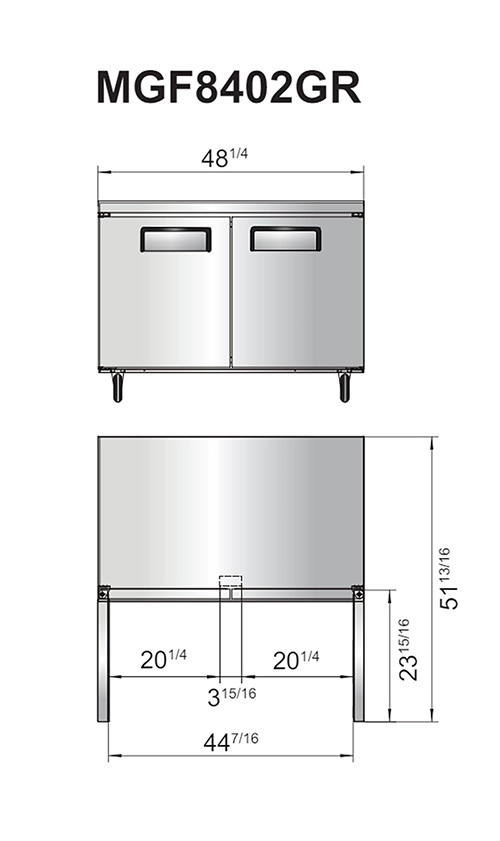 MGF8402GR diagrama Esta Mesa refrigerada de trabajo de MGF8402GR de Atosa, es una excelente solución cuando necesita aumentar el espacio de trabajo utilizable y la capacidad de almacenamiento refrigerado en su cocina! Este modelo viene con una superficie de trabajo duradera de acero inoxidable que lo hace ideal para el trabajo de preparación. Medidas: 1.22 x 0.95 x 0.76 m (frente x alto x fondo) Regresar a Mesa Refrigeradas de Trabajo