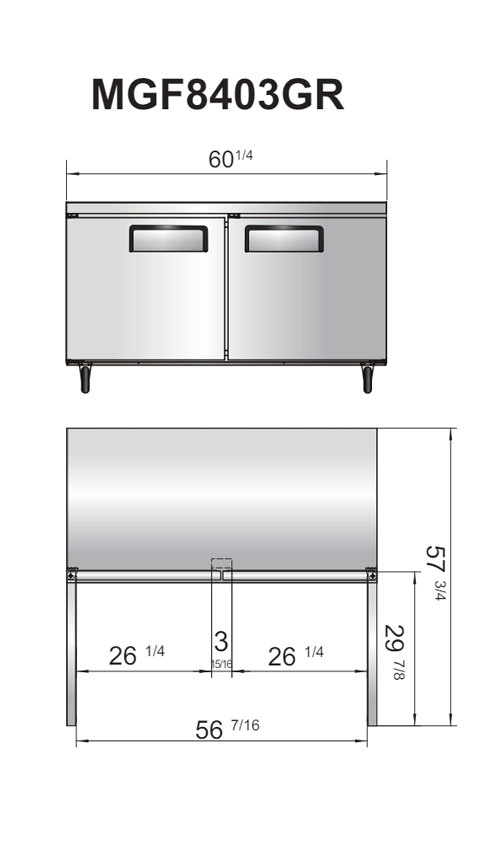 MGF8403GR diagrama Esta Mesa refrigerada de trabajo de MGF8403GR de Atosa, es una excelente solución cuando necesita aumentar el espacio de trabajo utilizable y la capacidad de almacenamiento refrigerado en su cocina! Este modelo viene con una superficie de trabajo duradera de acero inoxidable que lo hace ideal para el trabajo de preparación. Medidas: 1.53 x 0.95 x 0.76 m (frente x alto x fondo) Regresar a Mesa Refrigeradas de Trabajo